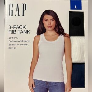 Open box New Gap 3 pack ribbed tank top L navy black white